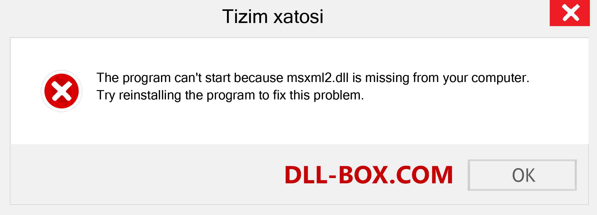 msxml2.dll fayli yo'qolganmi?. Windows 7, 8, 10 uchun yuklab olish - Windowsda msxml2 dll etishmayotgan xatoni tuzating, rasmlar, rasmlar